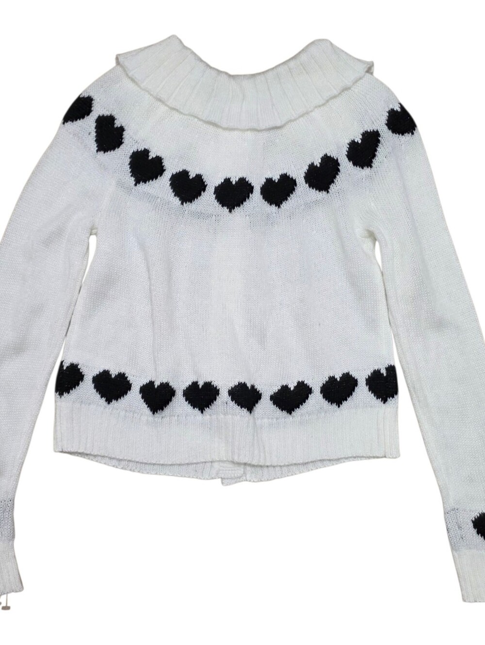 Willow & Wind black and white button up knit cardigan with heart detail - Picture 5 of 5